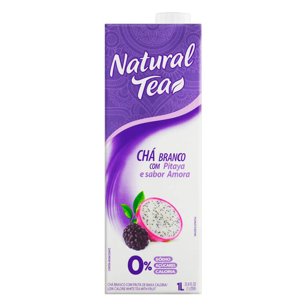Chá Branco de Pitaya e Amora Sem Açúcar Natural Tea 1Litro