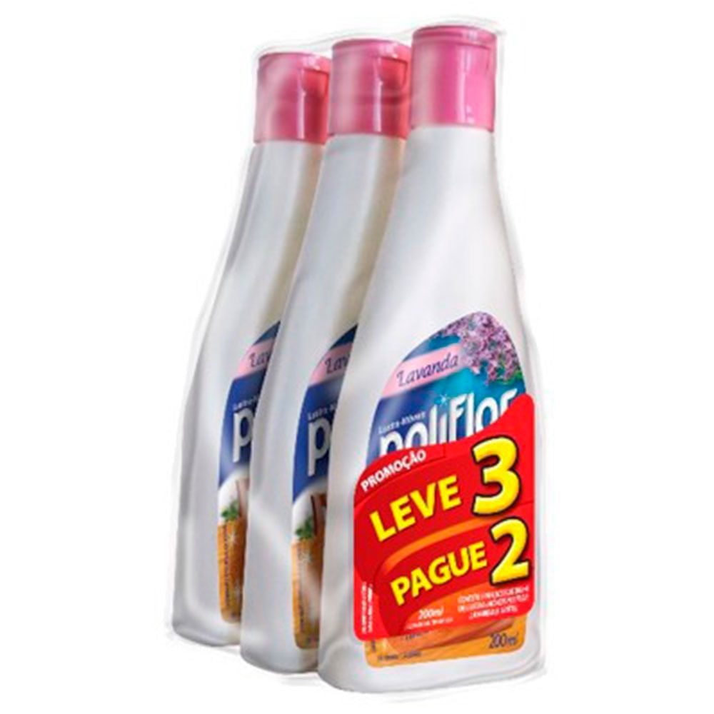 Lustra Móveis Poliflor Lavanda Embalagem Econômica com 3 unidades de 200ml