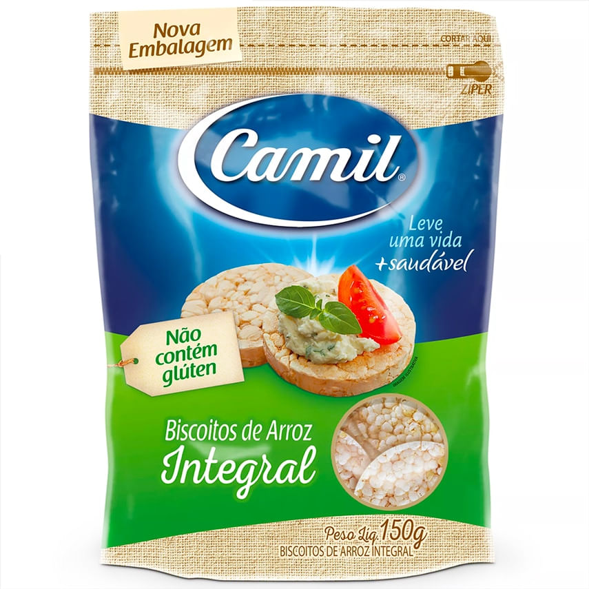 Mini Biscoito de Arroz Integral Camil 150g