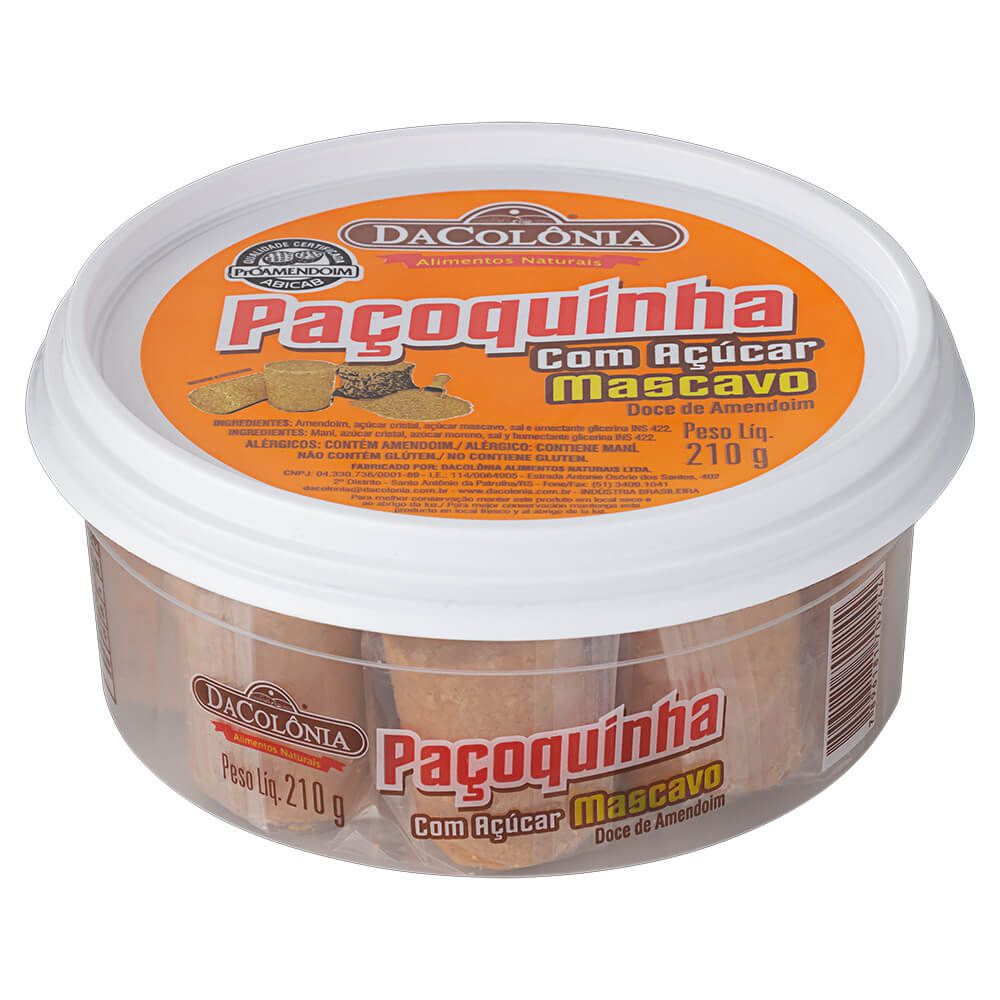 Paçoca Rolha com Açúcar Mascavo DaColônia 210g