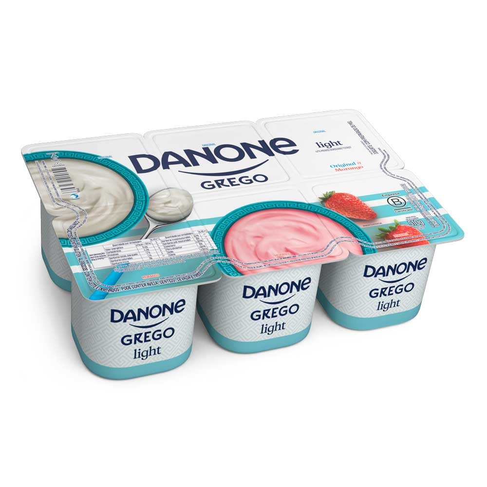 Iogurte Grego Original e Morango Light Danone 510g 6 unidades