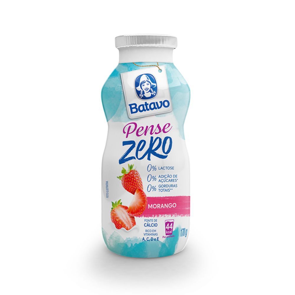 Bebida Láctea de Morango Sem Lactose Batavo Pense Zero 170g