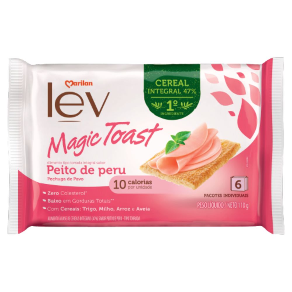 Torrada Peito de Peru Magic Toast Lev Marilan 110g com 6 Unidades
