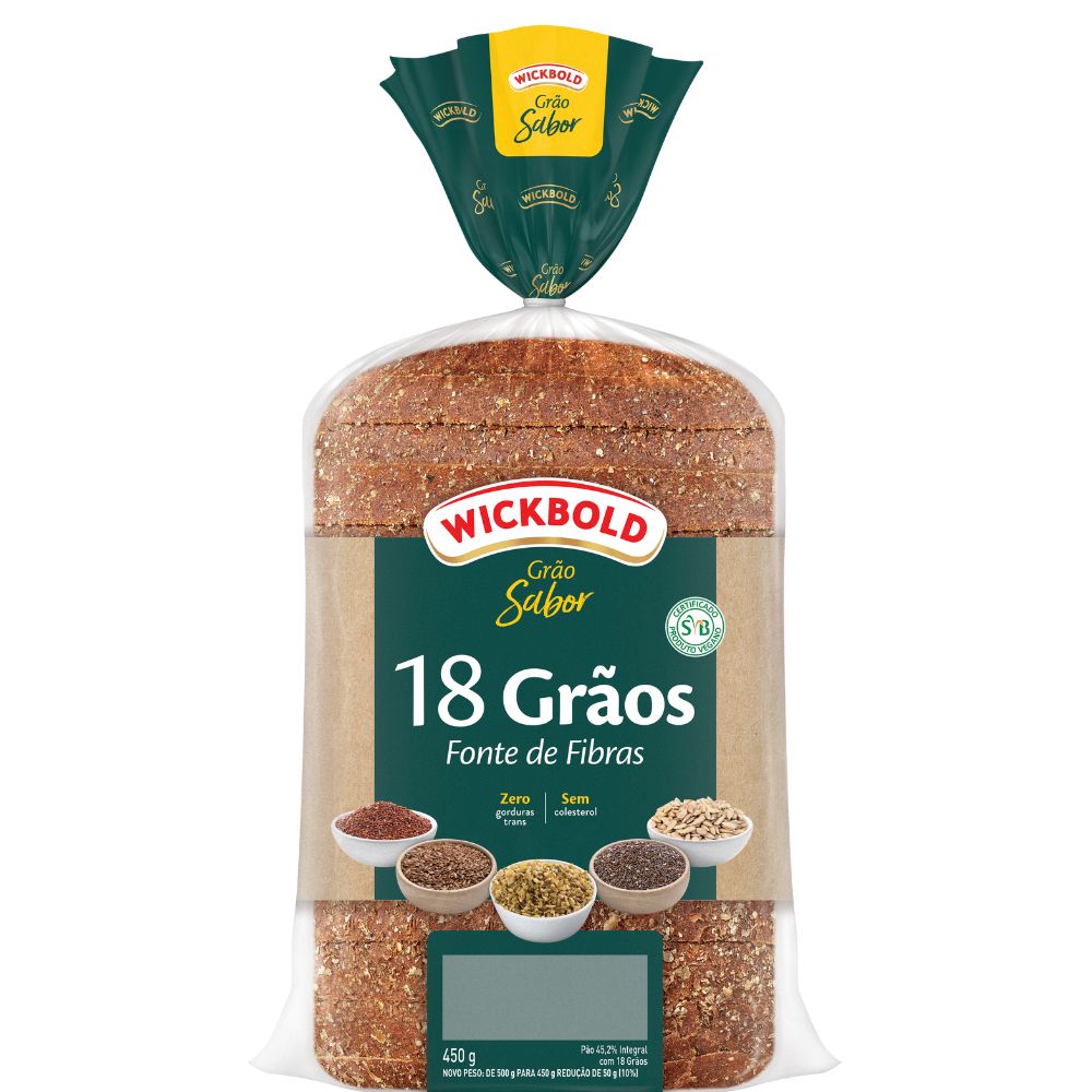 Pão Integral 18 Grãos Grão Sabor Wickbold 450g