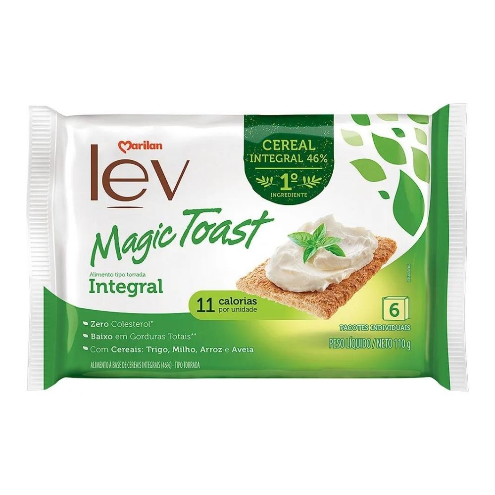 Torrada Magic Toast Lev Marilan Integral 110g com 6 Unidades