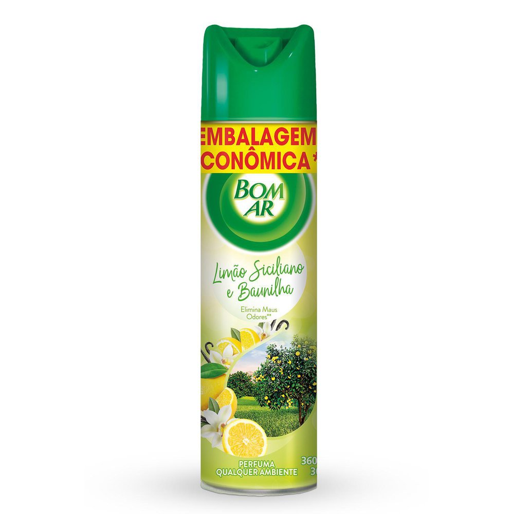 Aromatizador Aerossol Limão Siciliano e Baunilha Bom Ar 360ml
