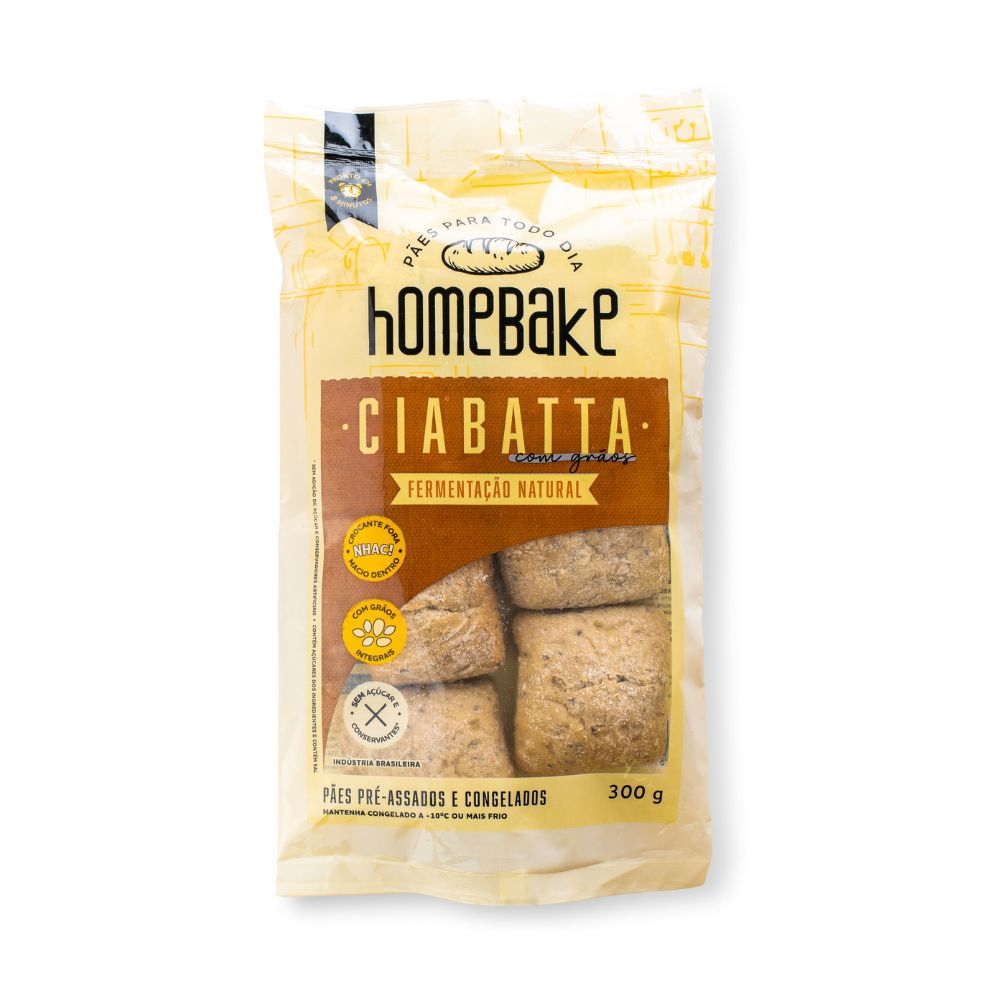 Mini Ciabatta Multigrãos Homebake 300g