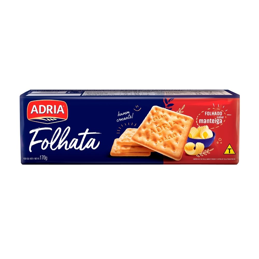 Biscoito Cream Cracker Folhado Manteiga Adria Folhata 170g
