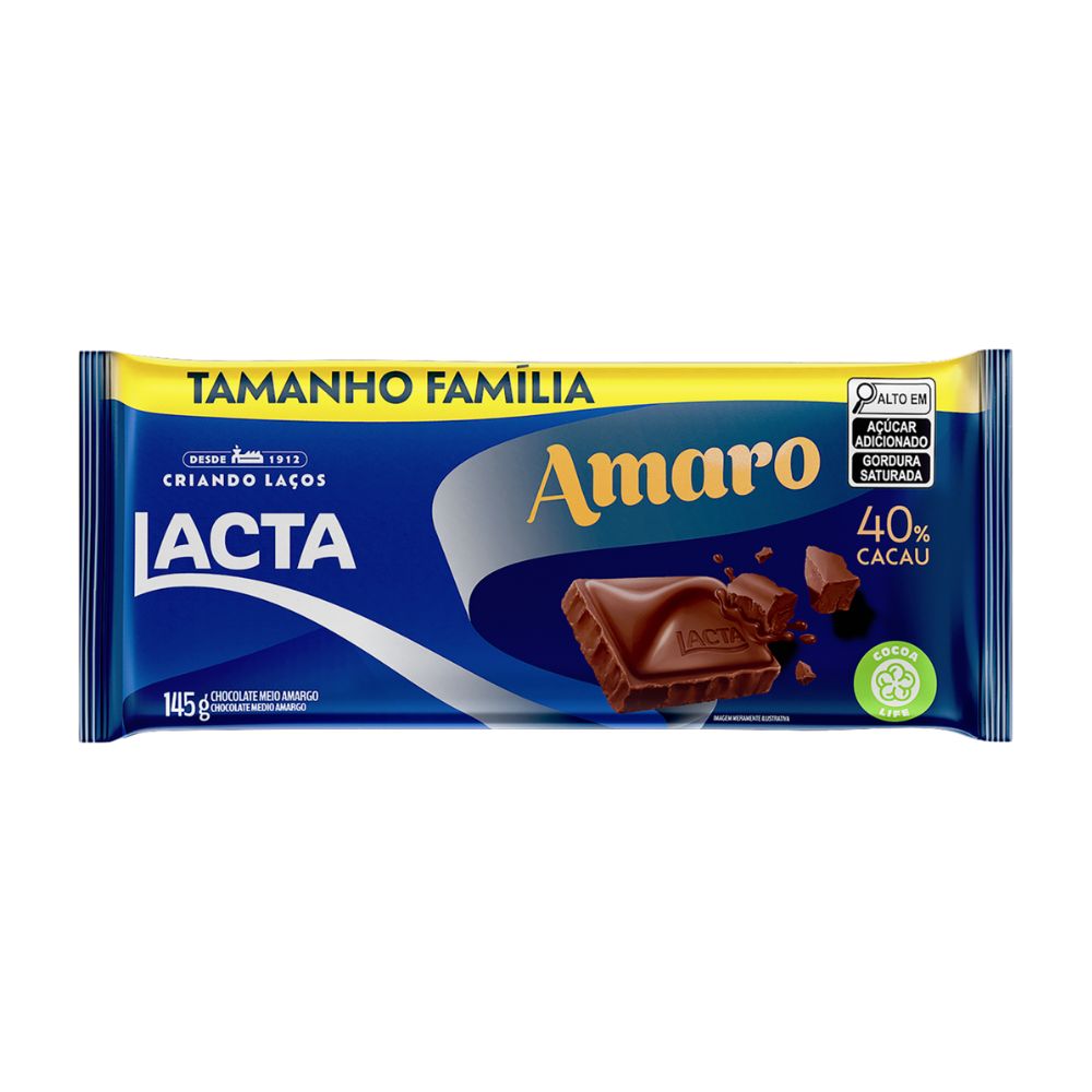 Chocolate Meio Amargo Amaro Lacta 145g