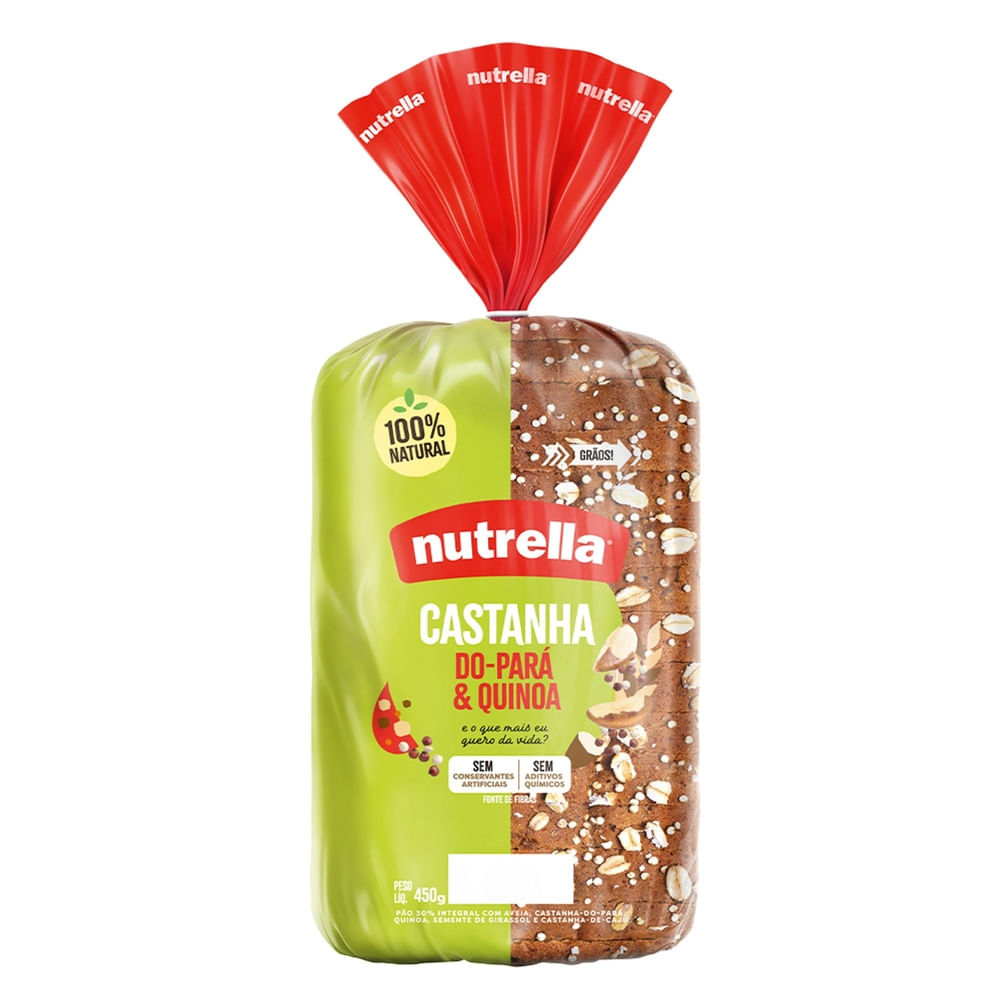 Pão de Forma Integral Castanha do Pará e Quinoa Nutrella 450g