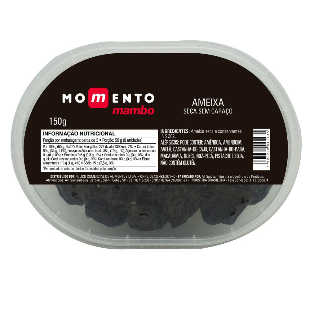 Ameixa Seca sem Caroço Momento Mambo 150g