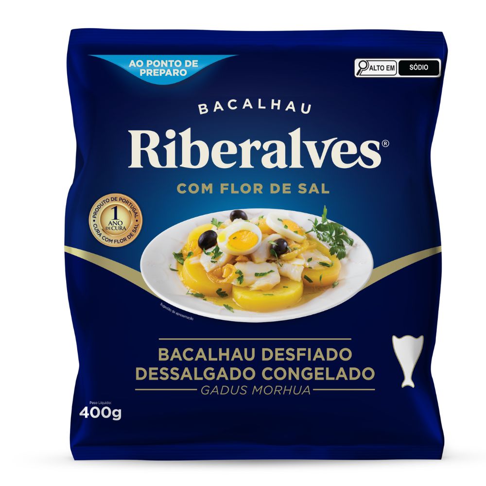 Bacalhau Desfiado Dessalgado com Flor de Sal Congelado Riberalves 400g
