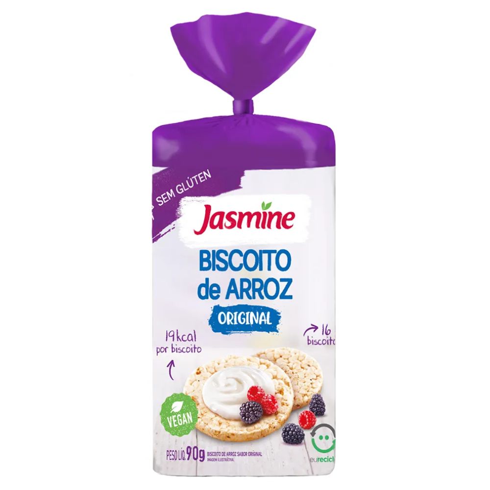 Biscoito de Arroz Original Sem Glúten Vegano Jasmine 90g
