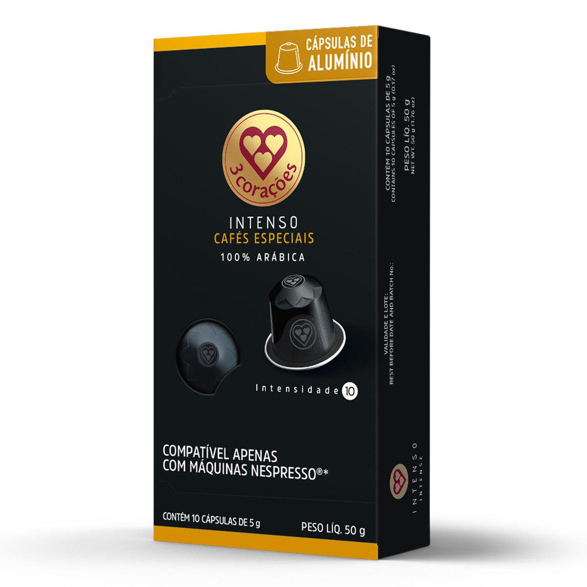 Cápsula de Café Intenso 3 Corações com 10 Unidades