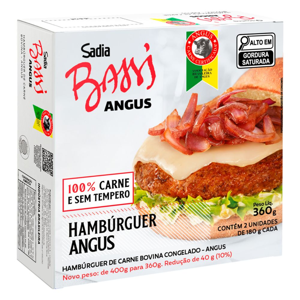 Hambúrguer Bovino Angus Sadia Bassi 360g