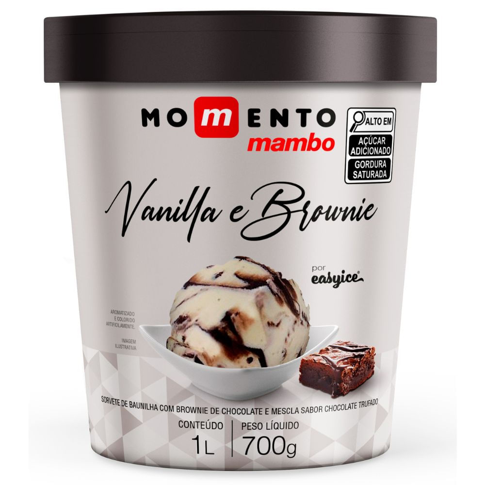 Sorvete Premium Vanilla e Brownie Momento Mambo 1L