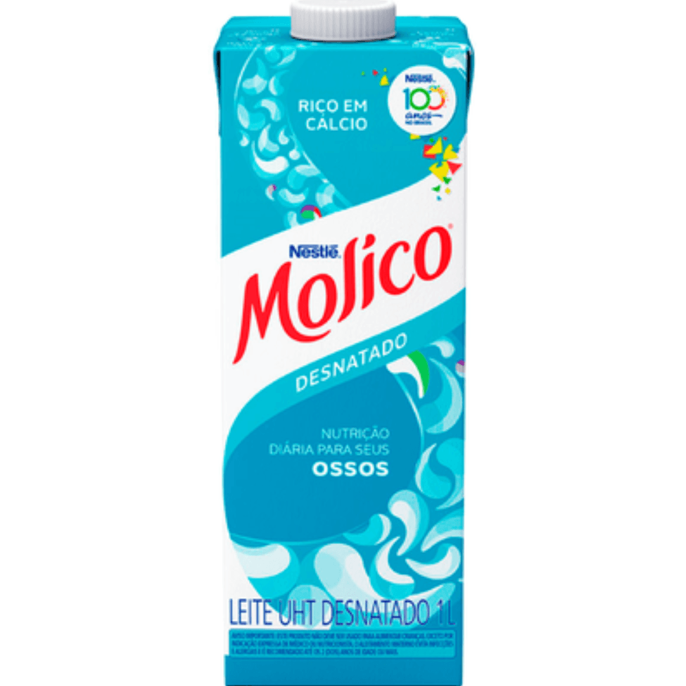 Leite Desnatado Longa Vida Total Cálcio Molico 1 Litro