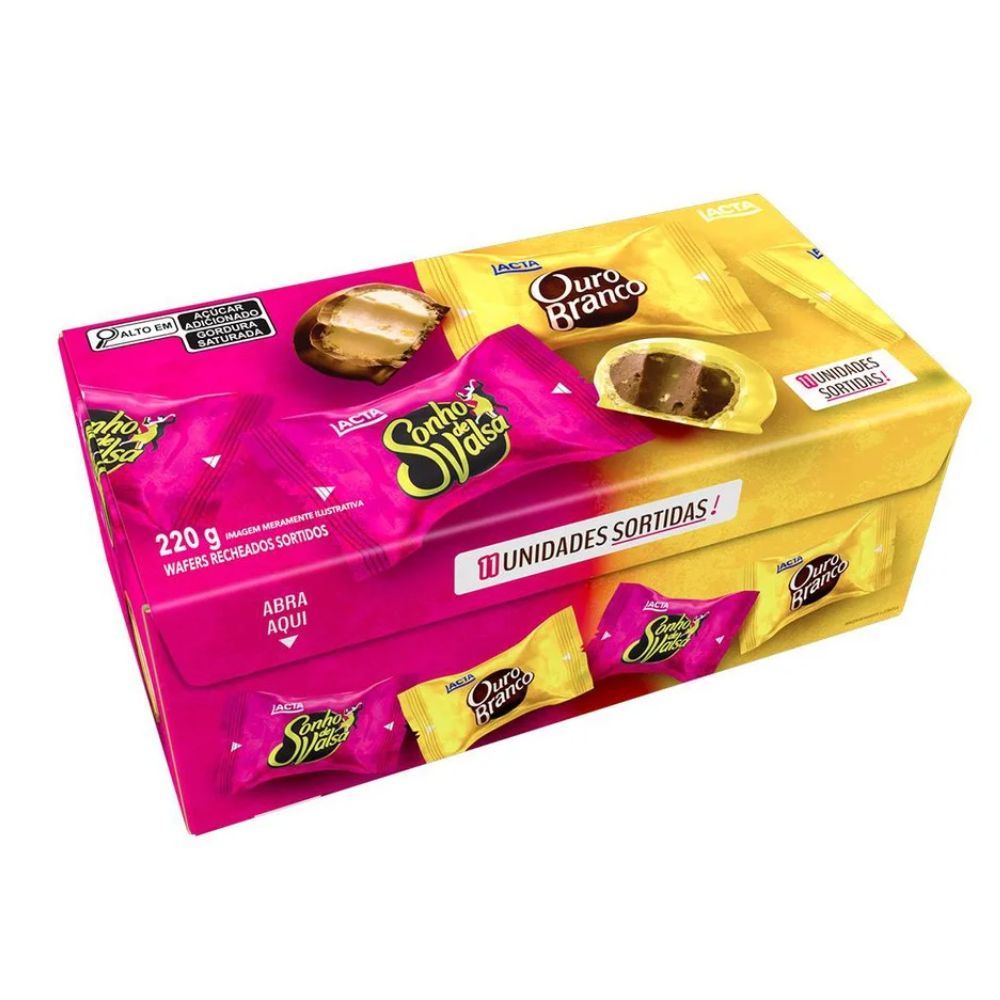 Caixa Sonho de Valsa e Ouro Branco Sortidos Lacta 220g
