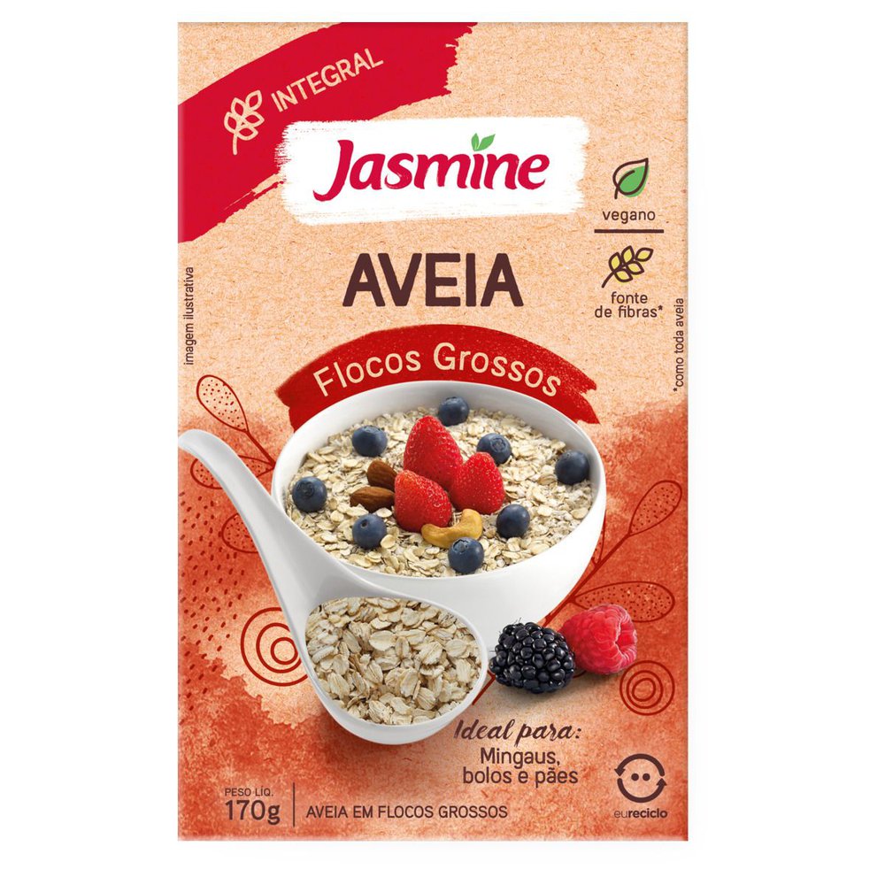 Aveia em Flocos Grossos Integral Vegana Jasmine 170g