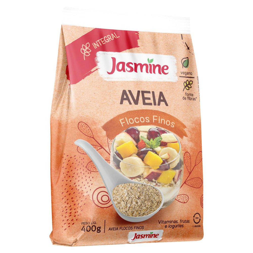 Aveia em Flocos Finos Integral Vegano Jasmine 400g