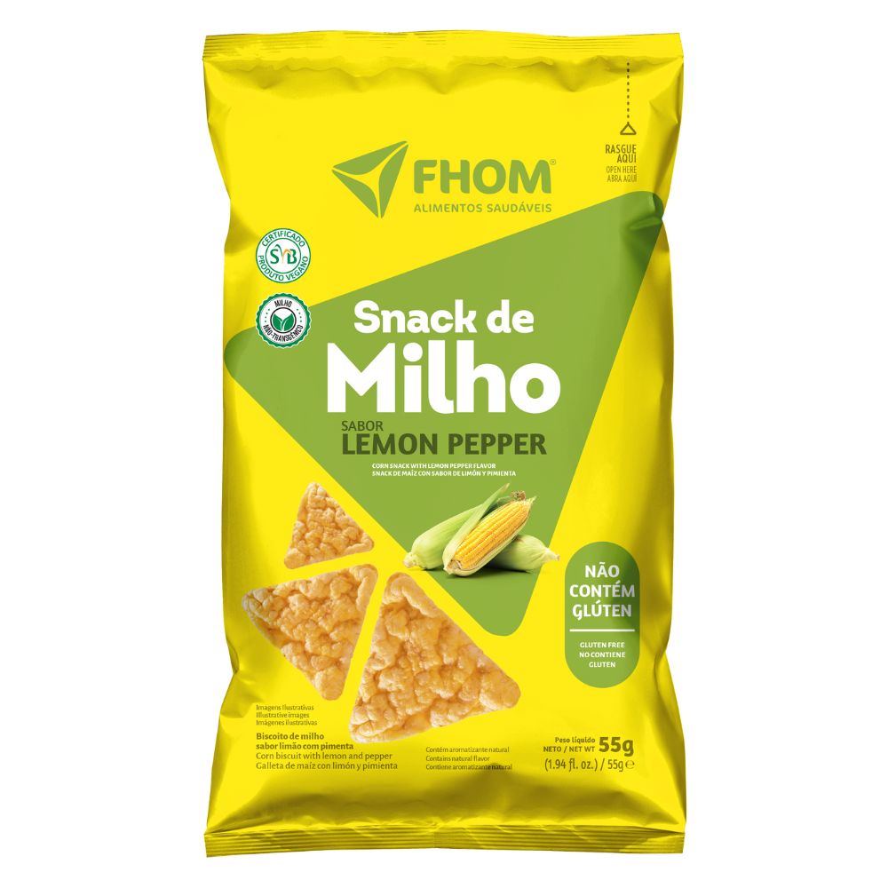 Snack de Milho Sabor Lemon Pepper Sem Glúten Fhom 55g