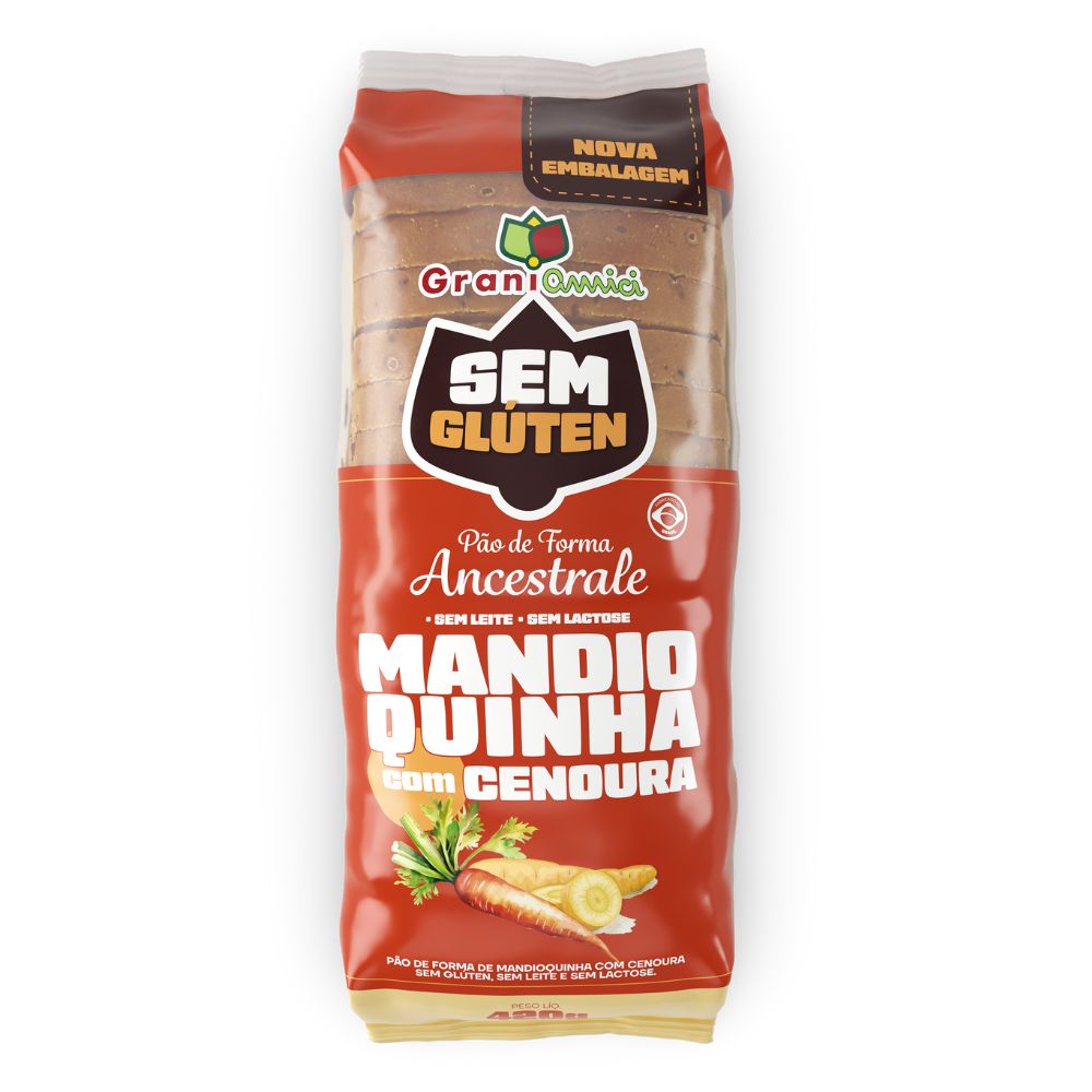 Pão de Forma Mandioquinha com Cenoura Sem Glúten Grani Amici 420g