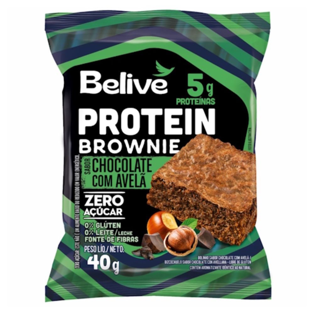 Brownie Proteico Chocolate com Avelã Sem Açúcar Belive 40g