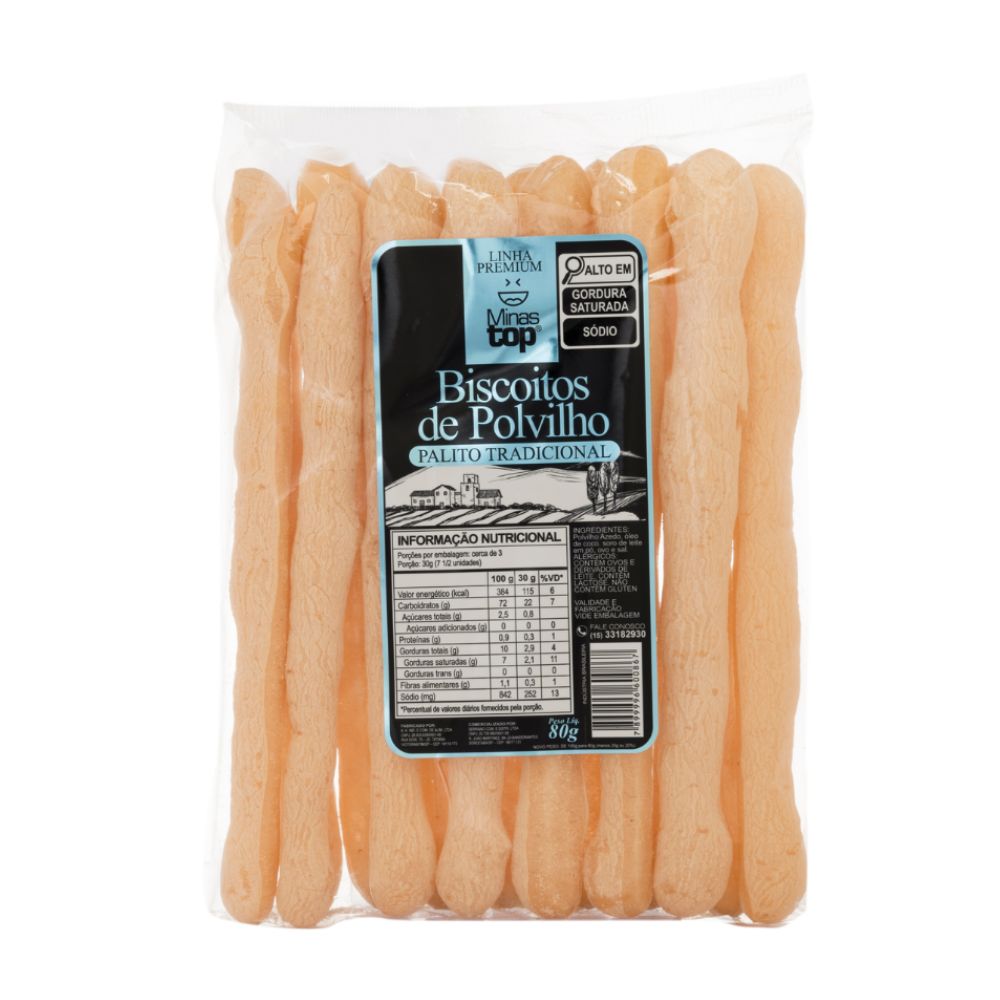 Biscoitos de Polvilho Palito Tradicional Minas Top 80g