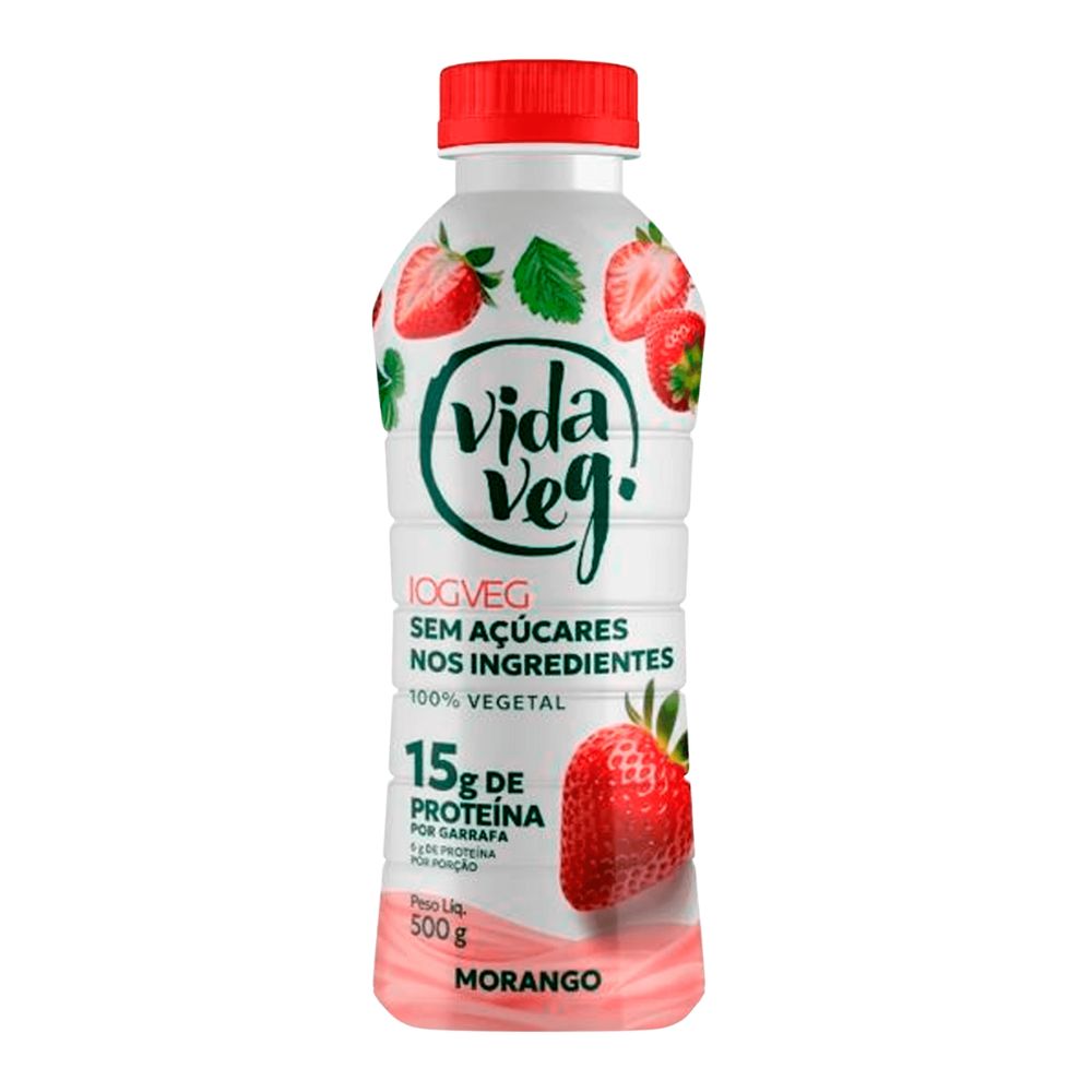 Iogurte Vegano de Morango 15g de Proteínas Vida Veg 500g