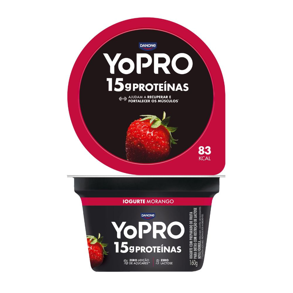 Iogurte de Morango 15g de Proteínas Sem Lactose YoPro 160g