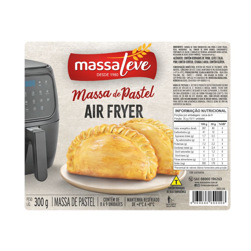 Massa de Pastel Air Fryer Massa Leve 300g