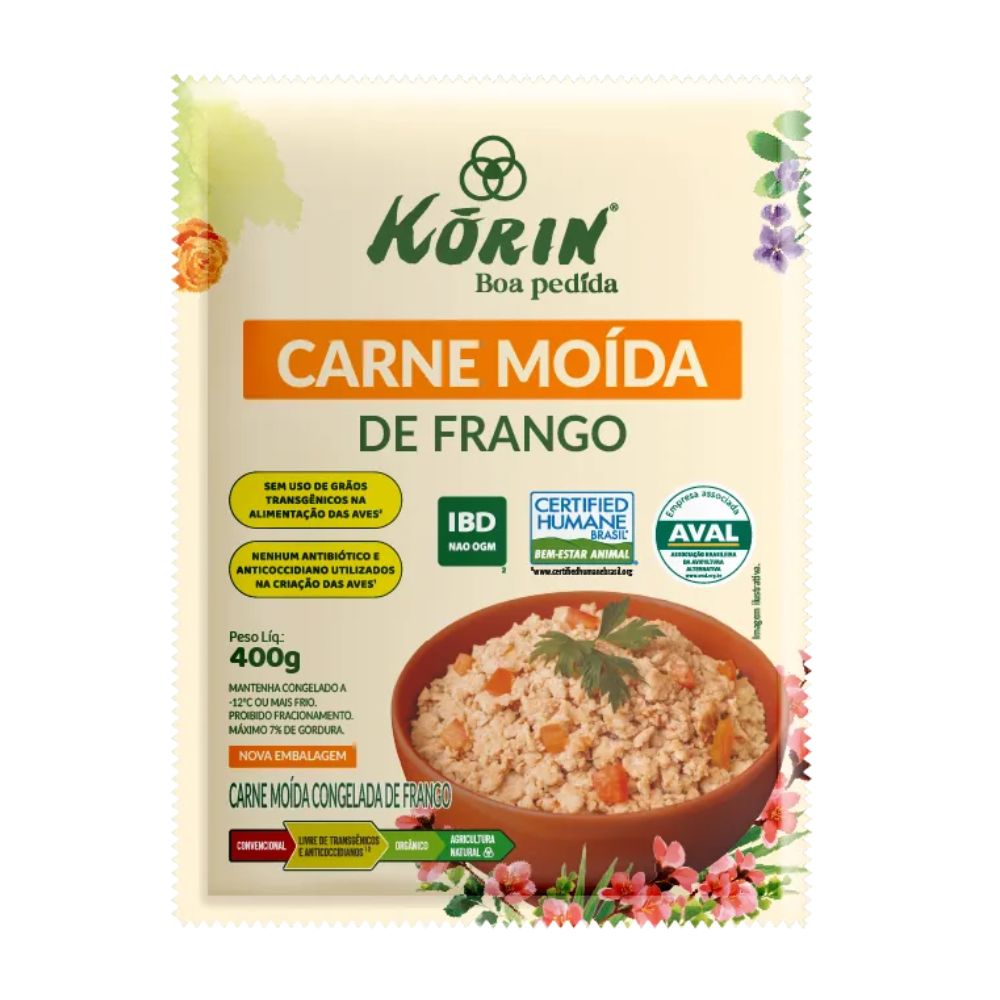 Carne Moída de Frango Congelada Korin 400g