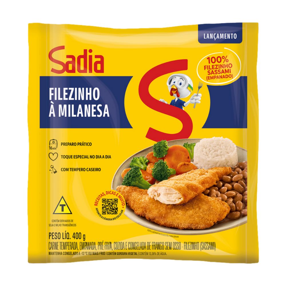Empanado de Frango Filezinho Sassami Temperado Sadia Pacote 400g