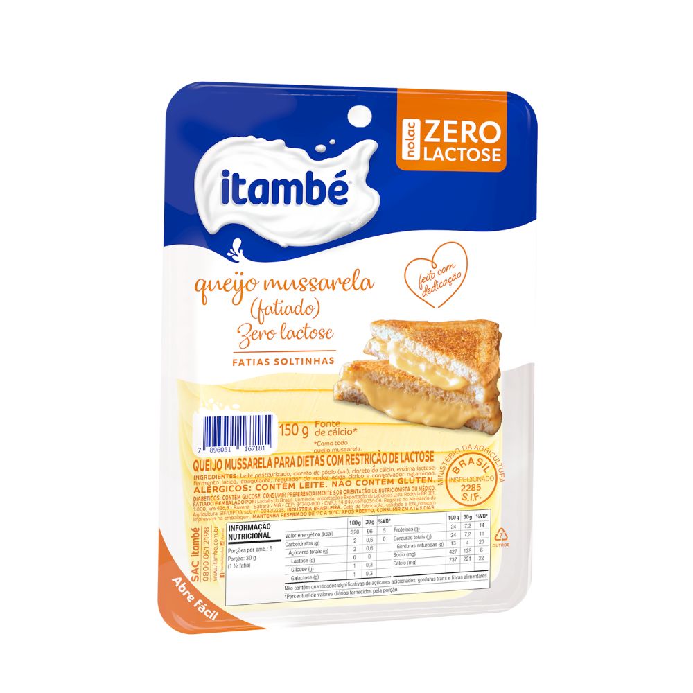 Queijo Mussarela Fatiado Nolac Sem Lactose Itambé 150g