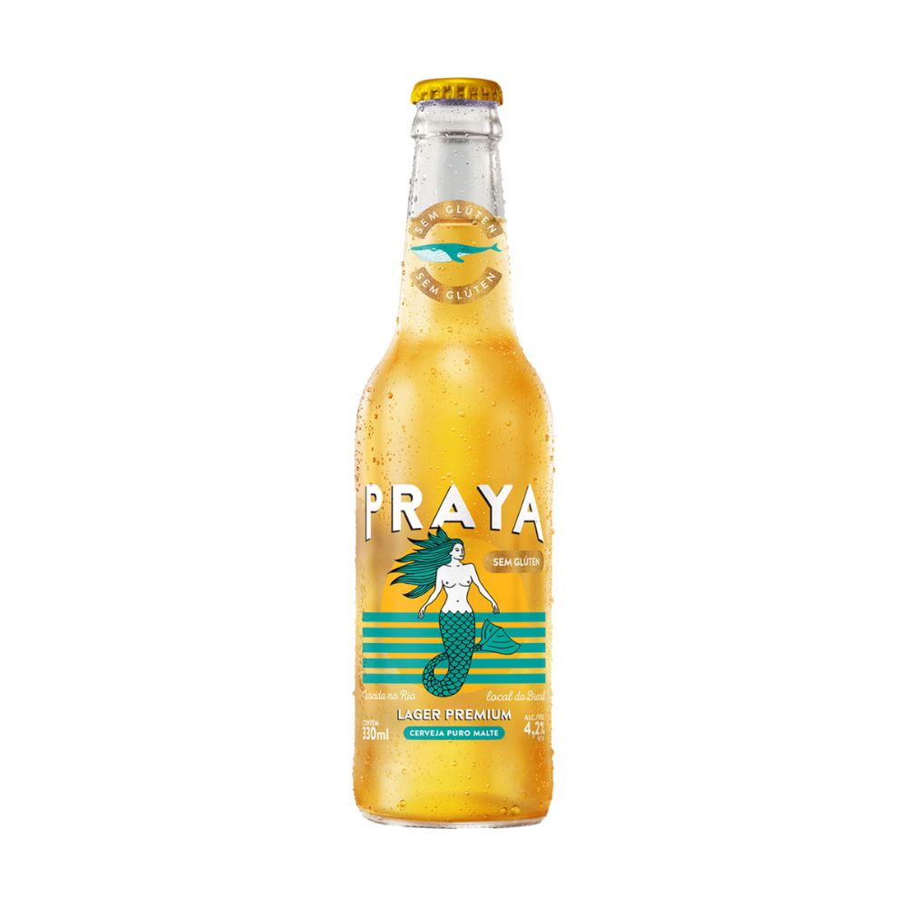Cerveja Puro Malte Lager Premium Sem Glúten Praya Long Neck 330ml
