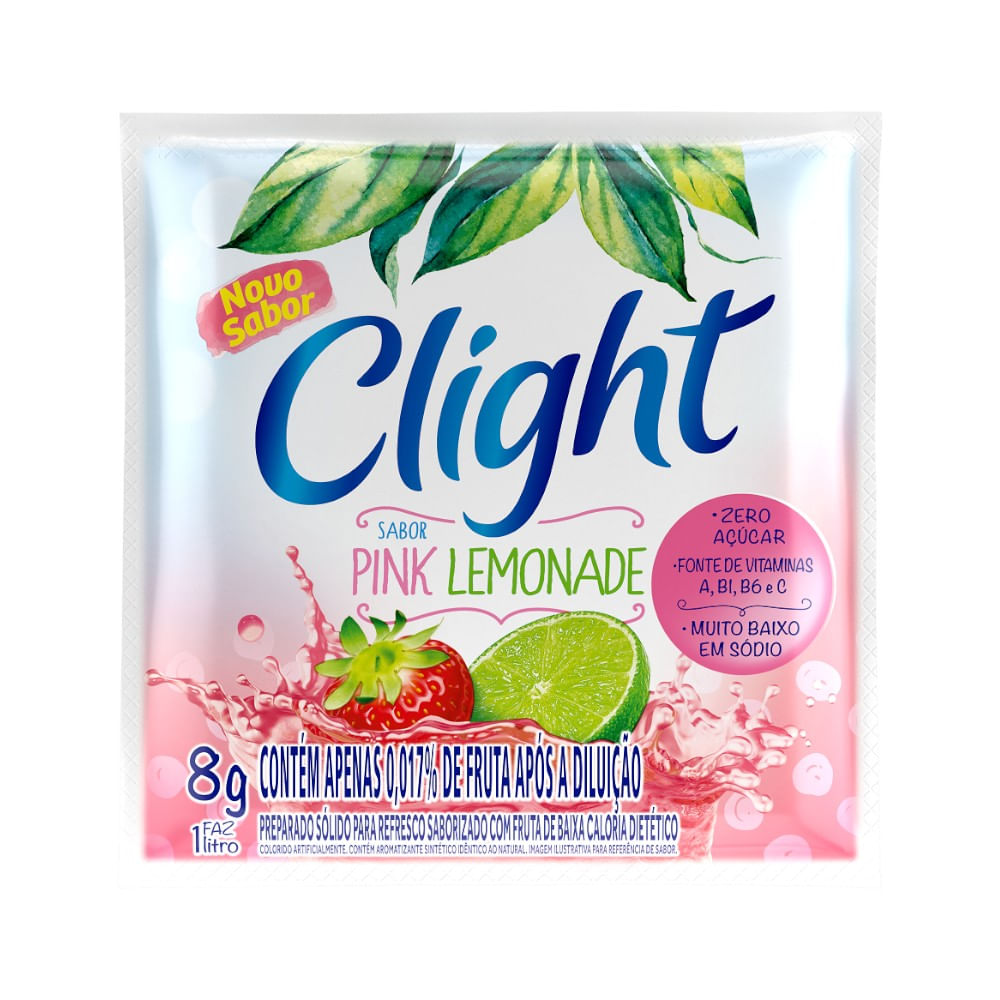 Refresco em Pó Limonada Rosa Sem Açúcar Clight 8g