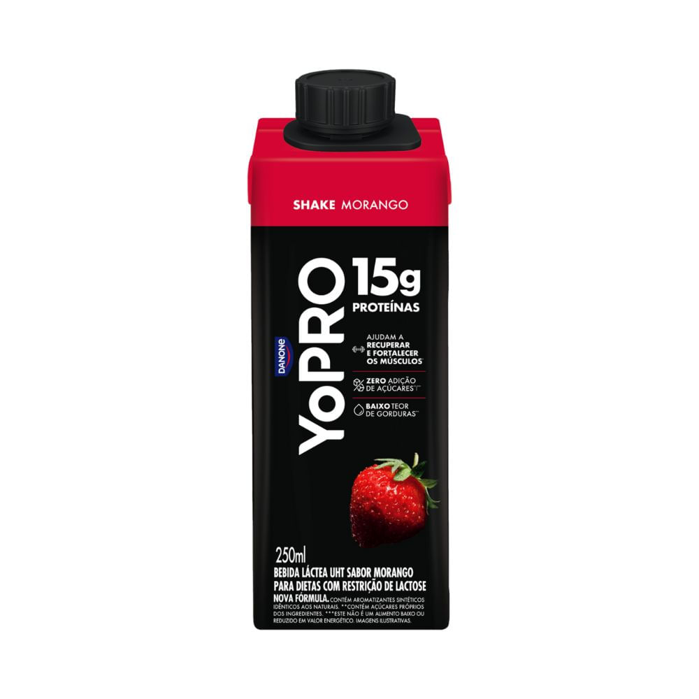 Bebida Láctea 15g de proteínas Morango Sem Lactose YoPro 250ml