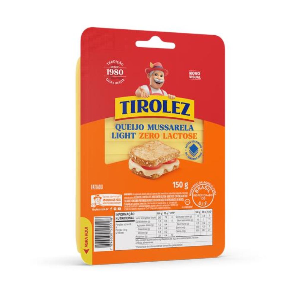 Queijo Mussarela Fatiado Sem Lactose Tirolez 150g