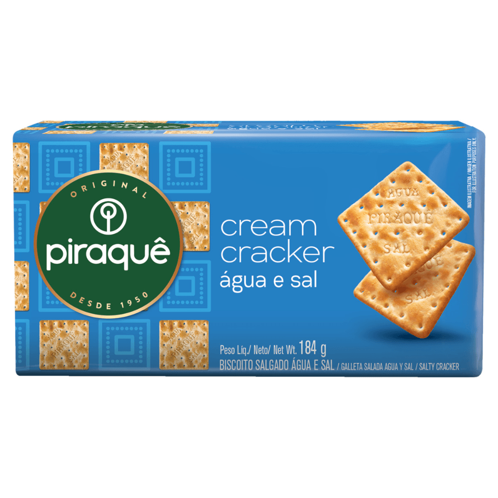 Biscoito Cream Cracker Água e Sal Piraquê 184g