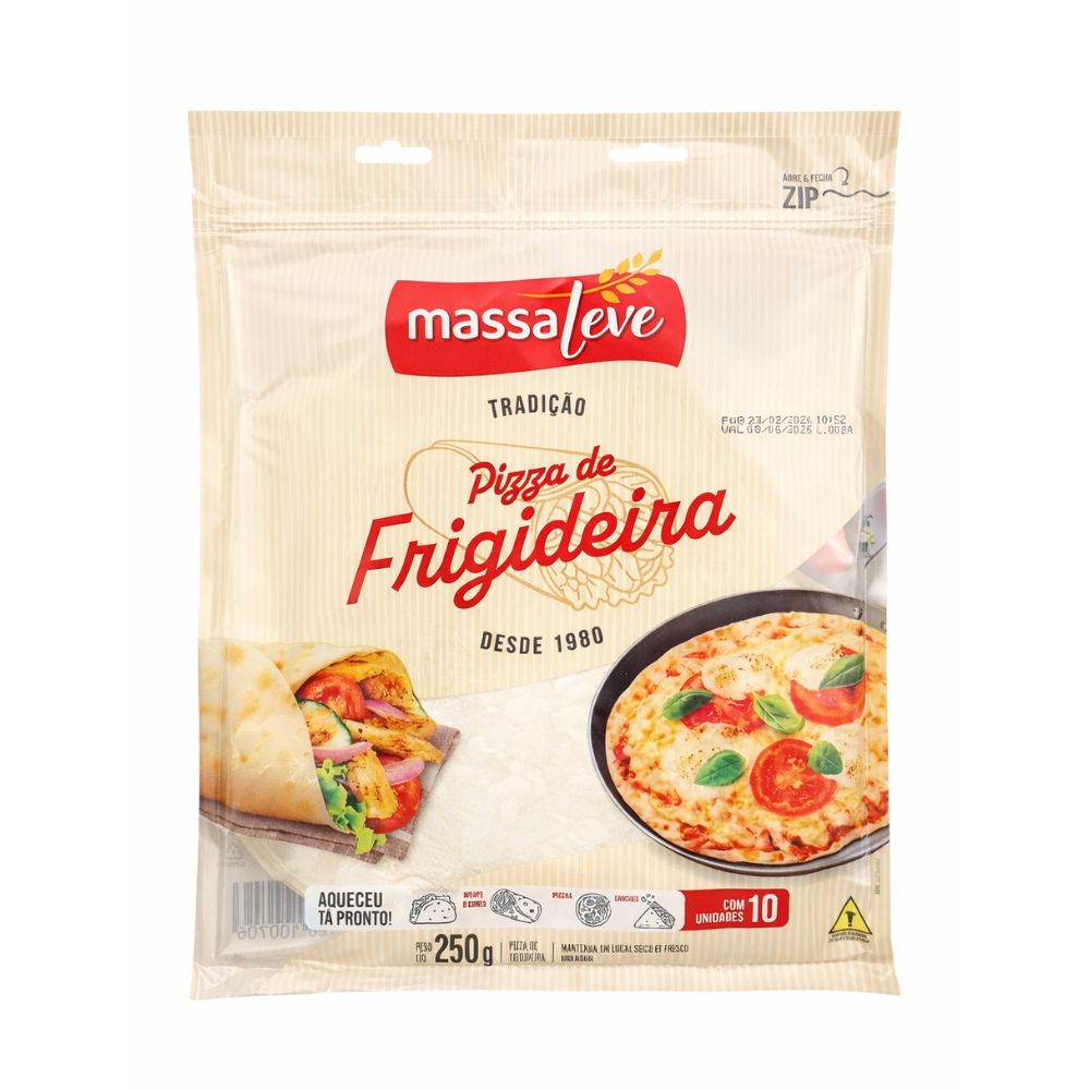 Massa Pizza Frigideira Massa Leve 250g com 10 Unidades