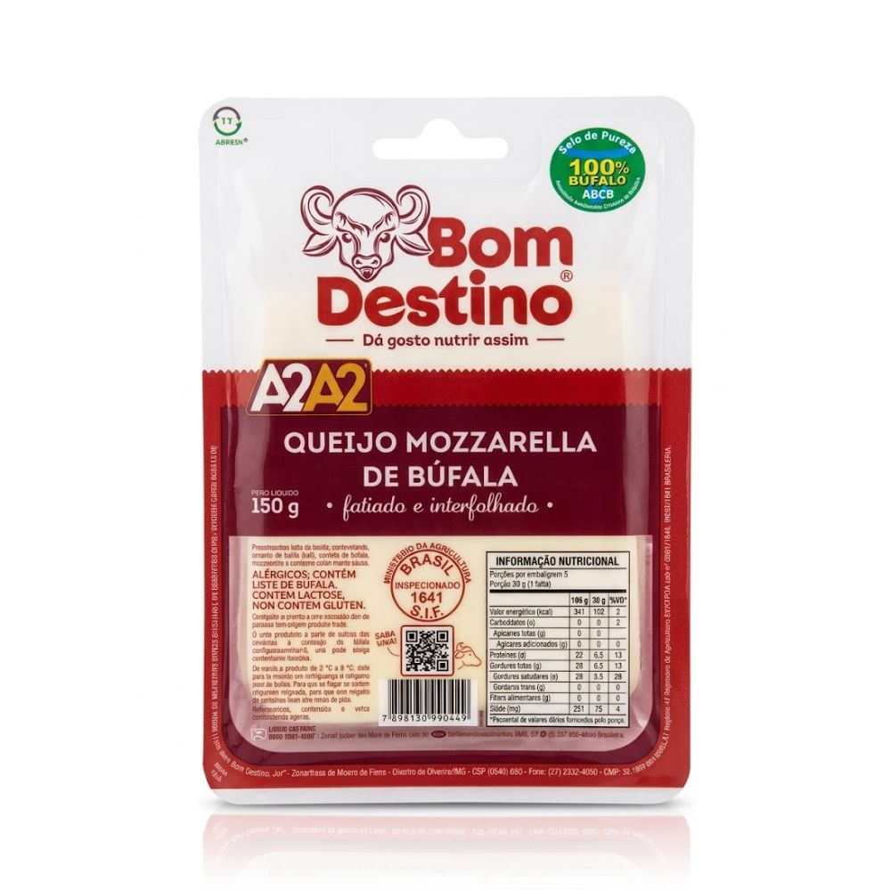 Queijo Mussarela de Búfala Bom Destino Fatiado 150g