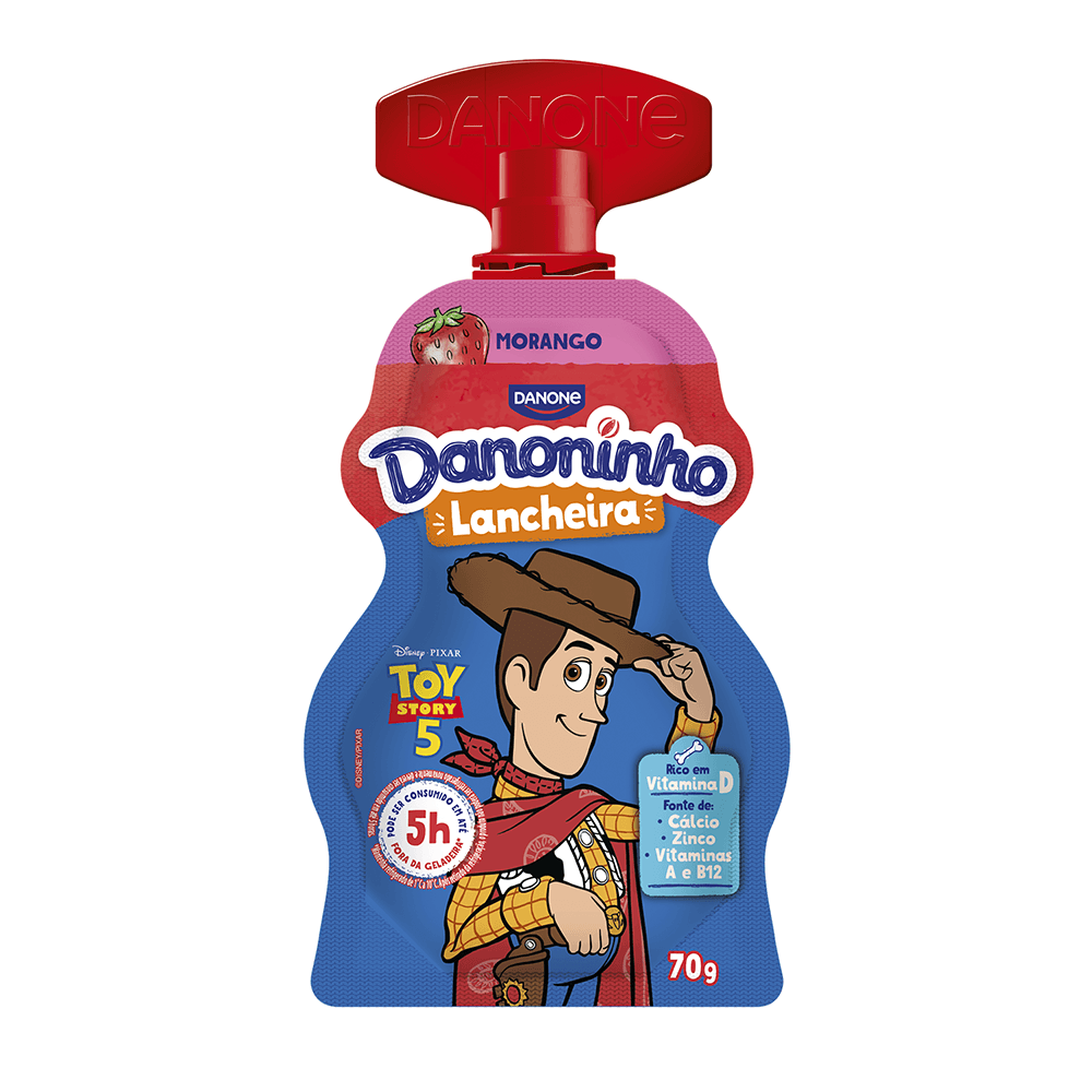 Iogurte Morango Toy Story 5 Danoninho Lancheira Danone Squeeze 70g
