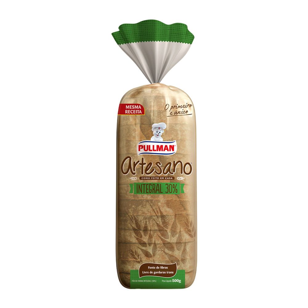 Pão de Forma Artesano Integral Pullman 500g