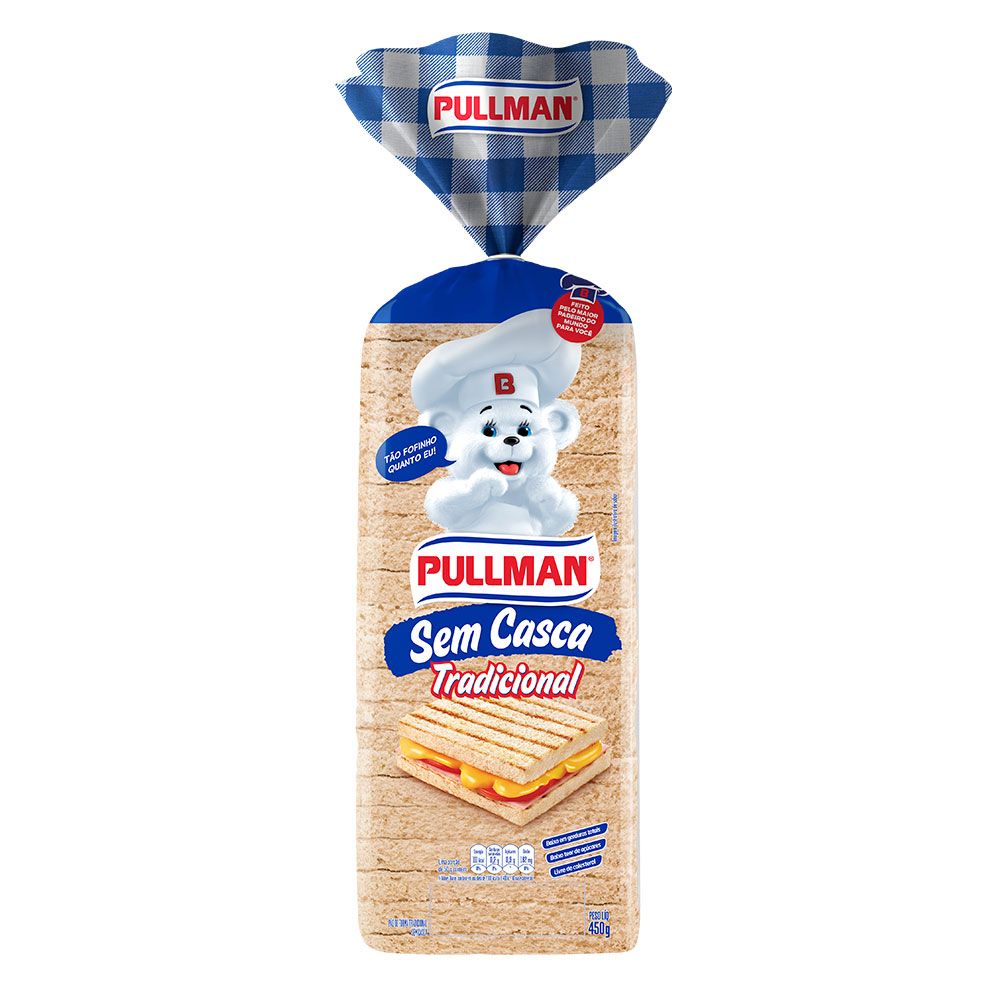 Pão de Forma Sem Casca Tradicional Pullman 450g