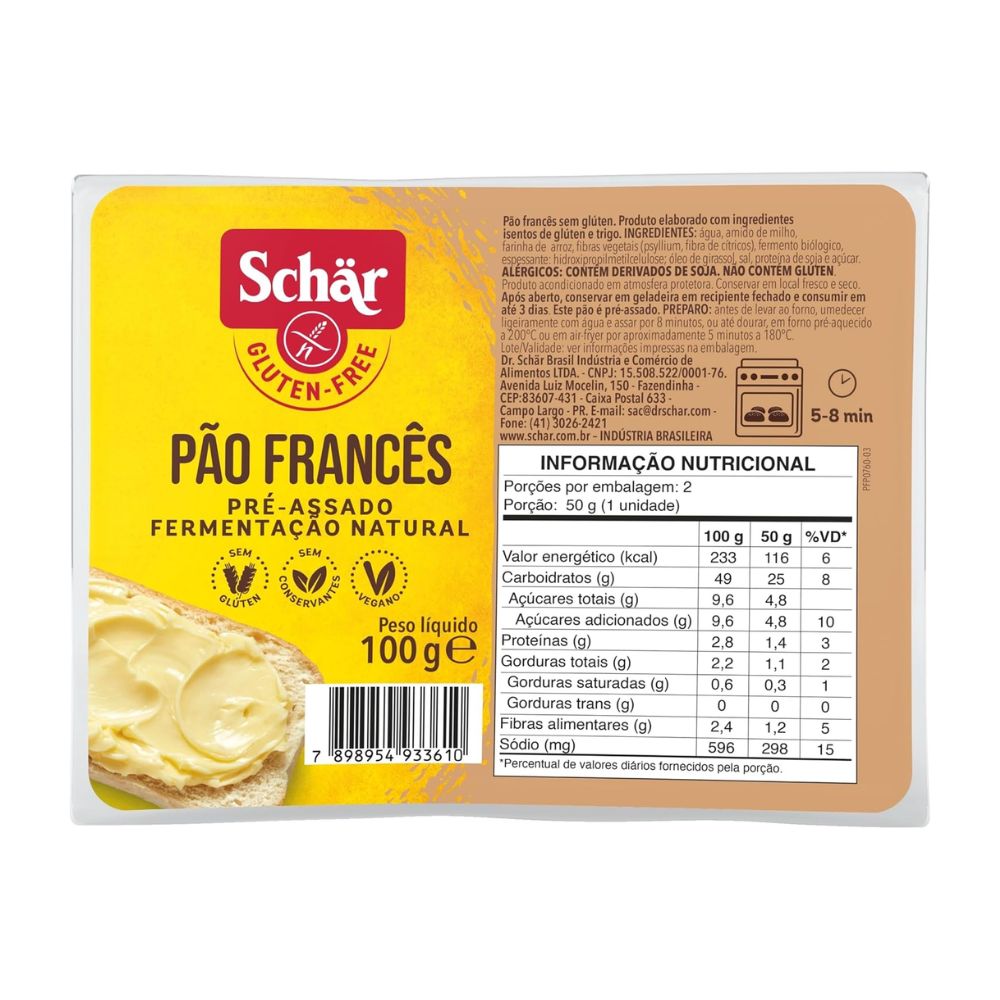 Pão Francês Sem Glúten Schar 100g
