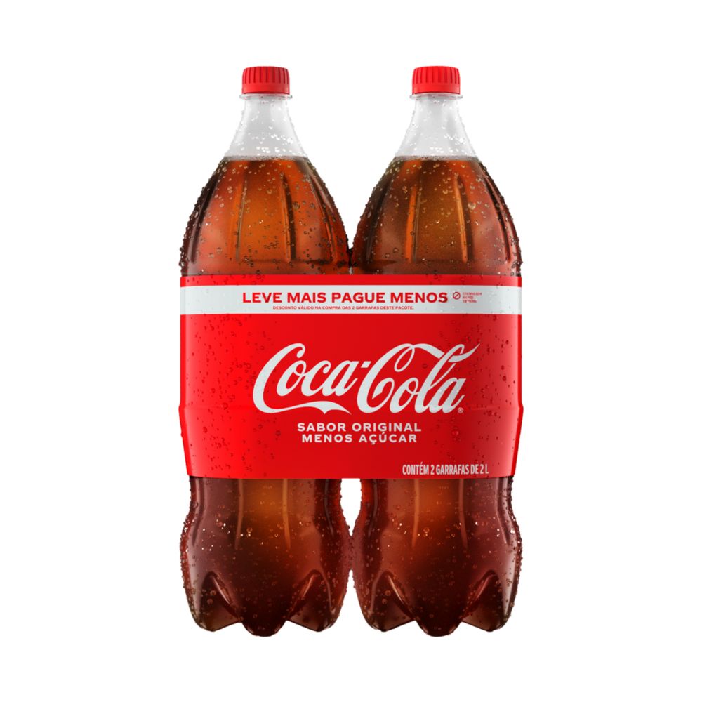 Kit Refrigerante Original Menos Açúcar Coca-Cola 2L com 2 Unidades