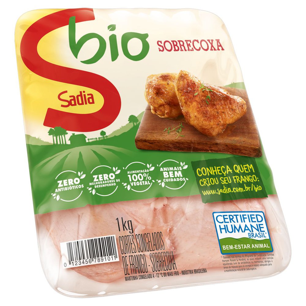 Sobrecoxa de Frango com osso congelada Sadia Bio 1kg