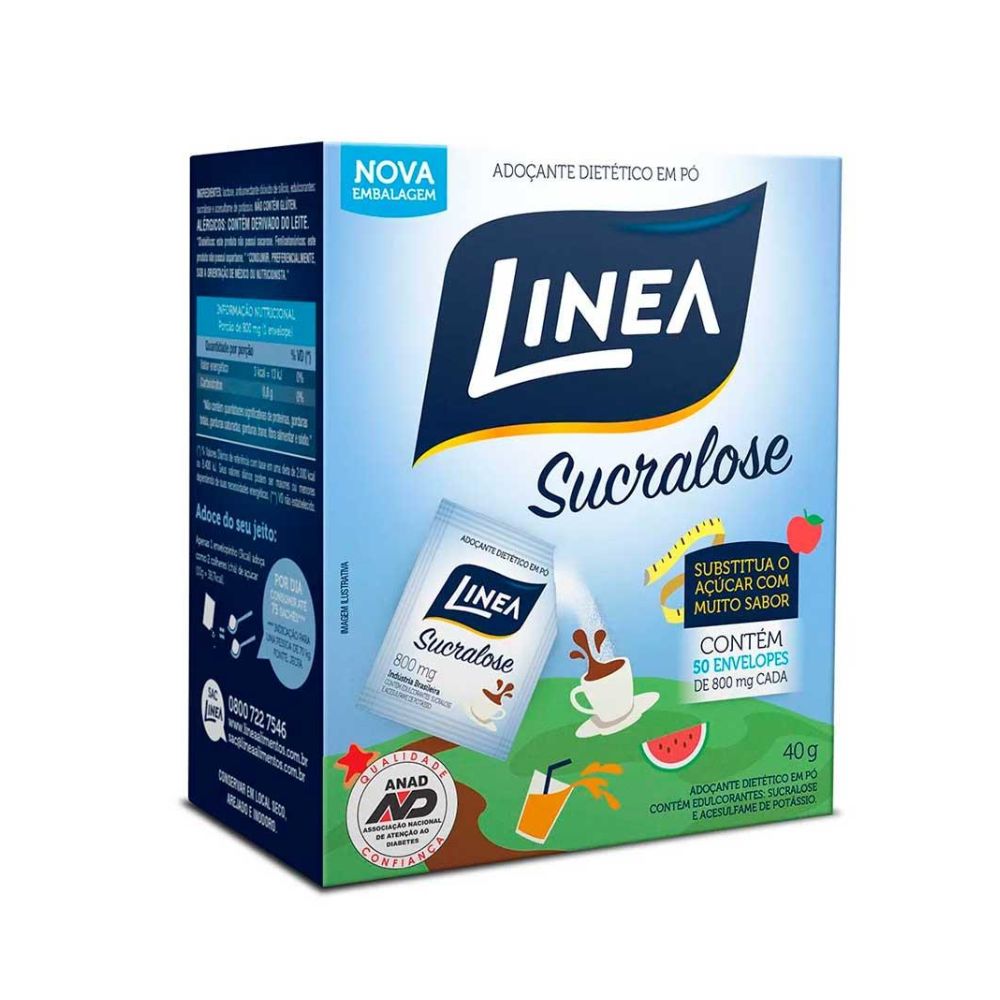 Adoçante em Pó Sucralose Linea Caixa 40g com 50 Unidades