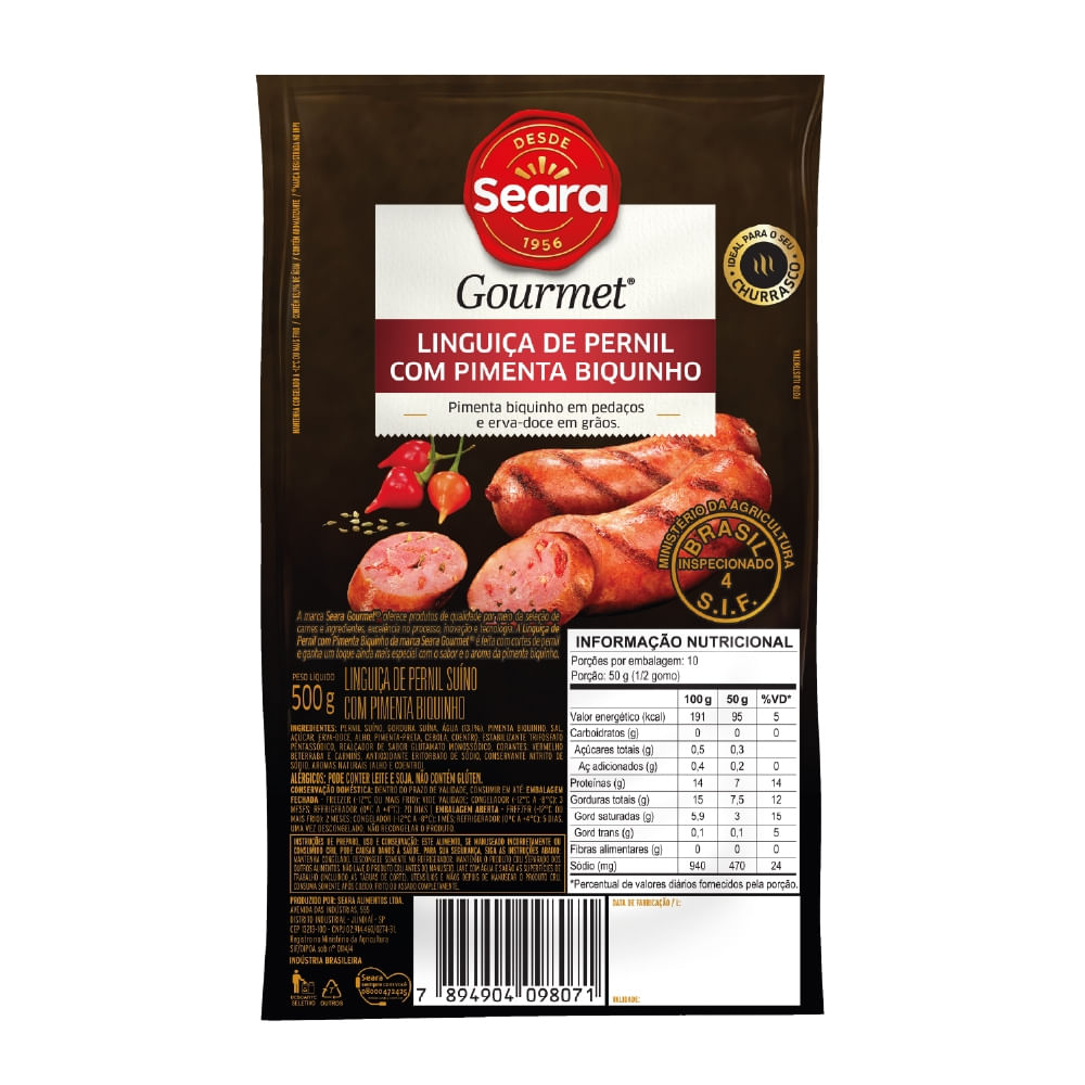 Linguiça de Pernil com Pimenta Biquinho Seara Gourmet 500g